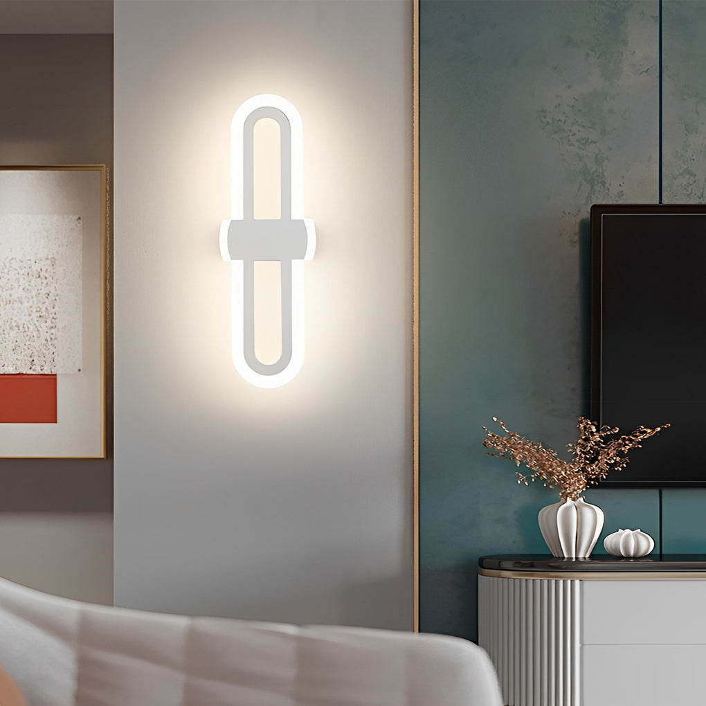Rounded Rectangular Geometric LED Wall Sconce — Iron, 15W, 3000K / 6000K, 4.7" × 14.4"