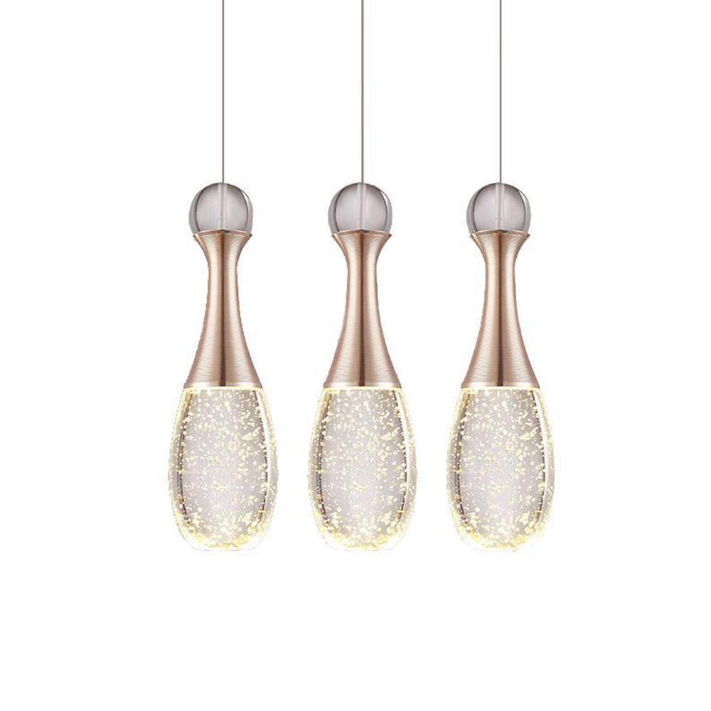 Drop-Shape Crystal & Electroplated Metal Multi-Light Pendant — Modern, 3-Light 11" or 6-Light 14", LED Integrated