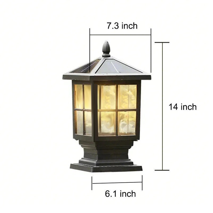 classic black solar pillar lights traditional square design with waterproof led