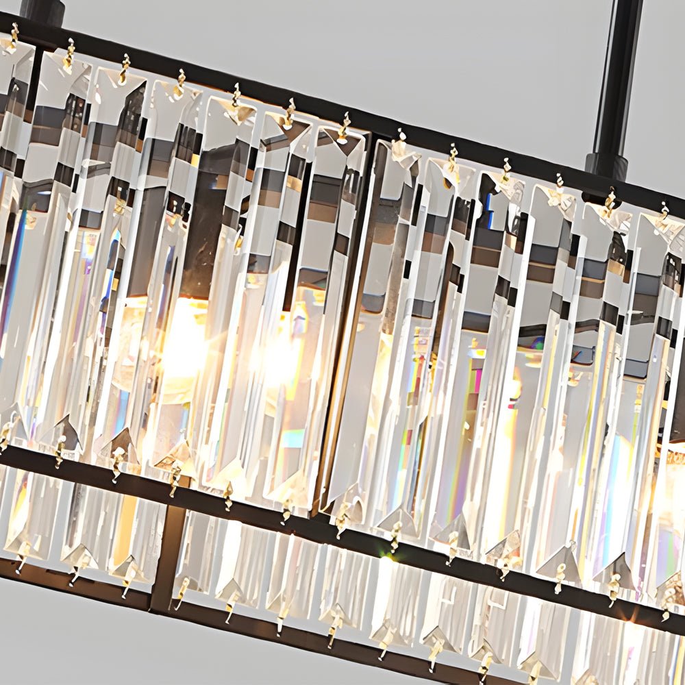 Rectangular Crystal Chandelier — Iron, 4-Light Dimmable, 31.5" Wide, 3000K/4500K/6000K, Kitchen Island