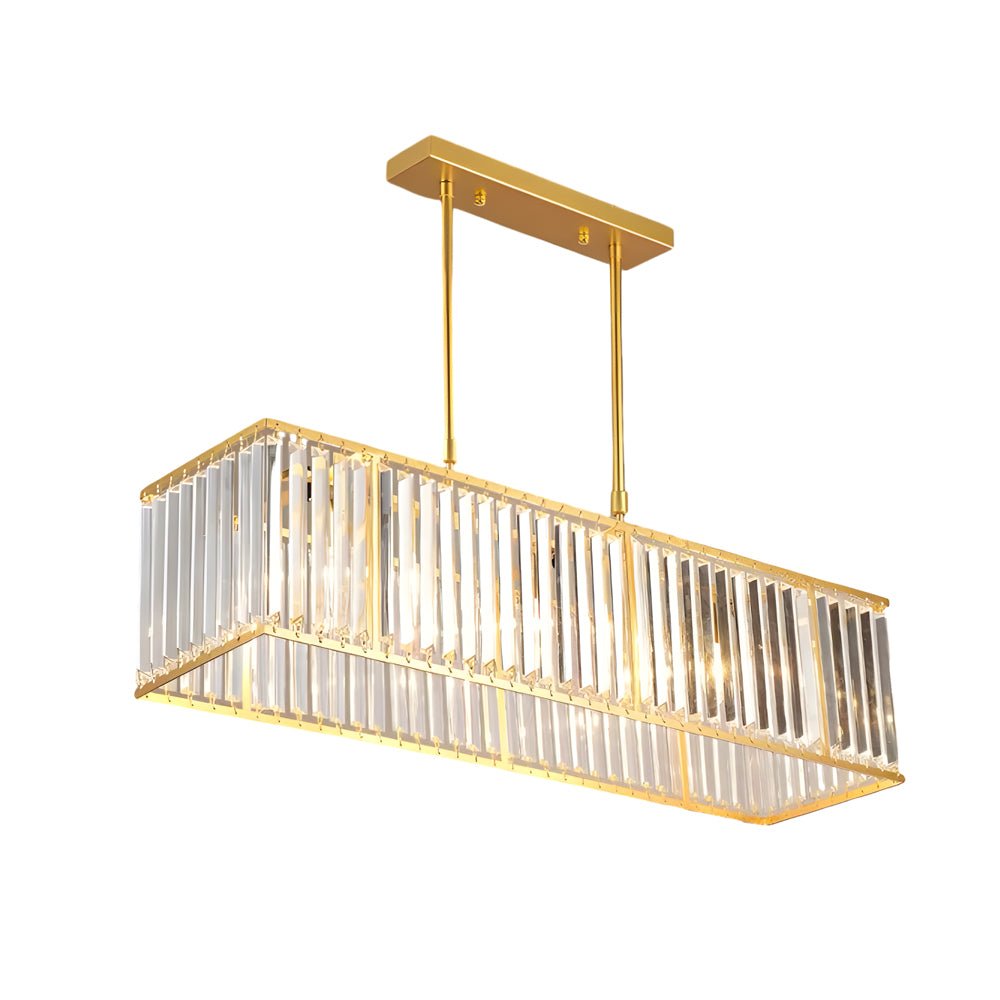 Rectangular Crystal Chandelier — Iron, 4-Light Dimmable, 31.5" Wide, 3000K/4500K/6000K, Kitchen Island