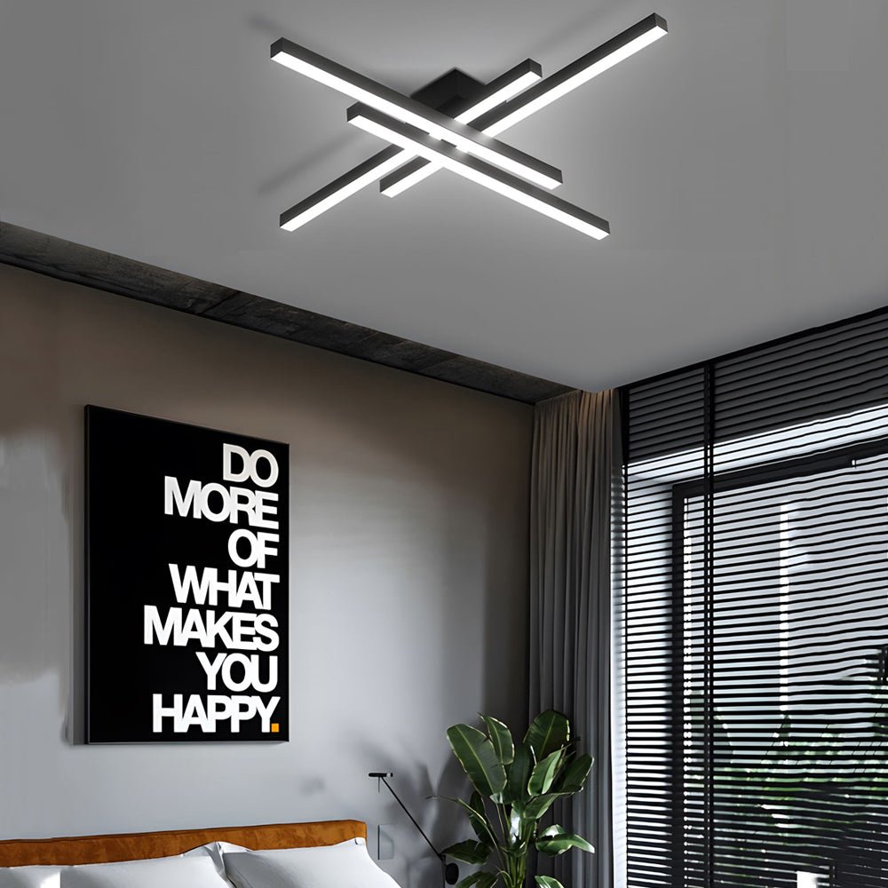 4 light led flush mount ceiling lamp modern linear parallax design
