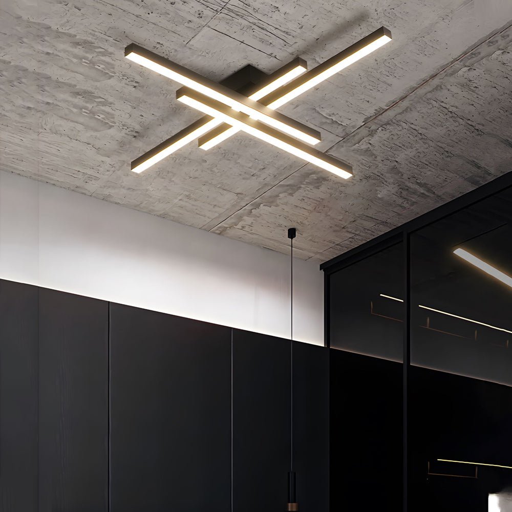 4 light led flush mount ceiling lamp modern linear parallax design