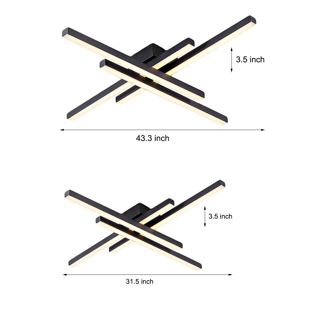 4 light led flush mount ceiling lamp modern linear parallax design