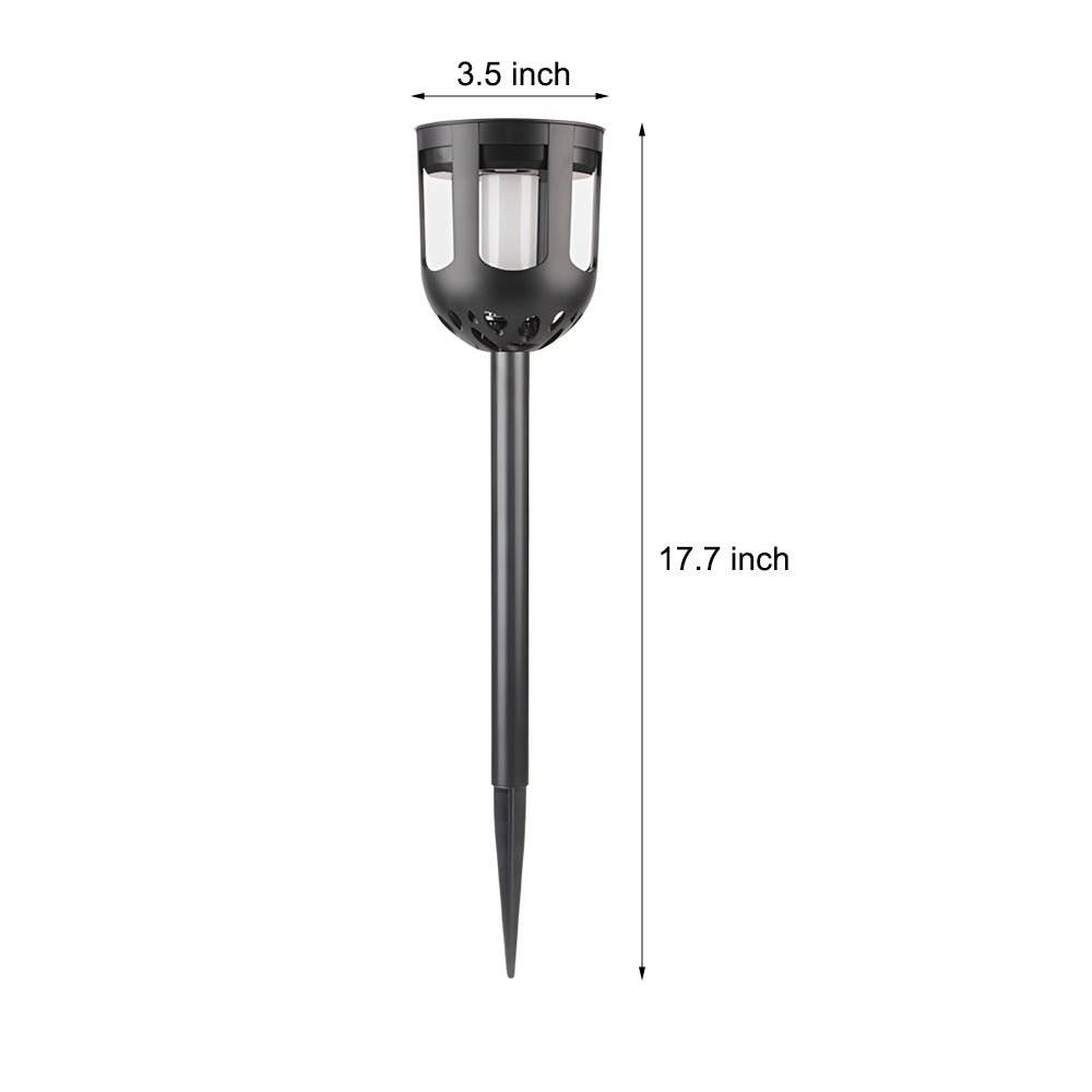 Modern Black Solar LED Path Lights, Set of 4 — Warm White / White / RGB, 3.5" Dia × 17.7"H
