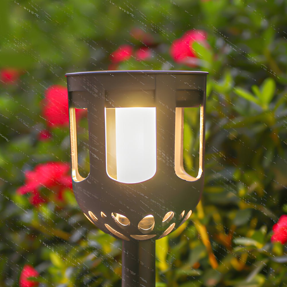 Modern Black Solar LED Path Lights, Set of 4 — Warm White / White / RGB, 3.5" Dia × 17.7"H