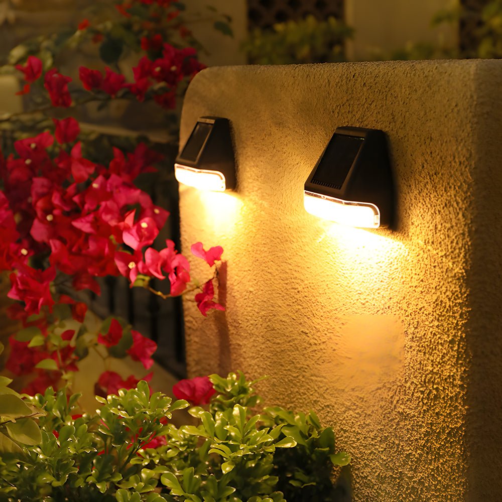 Solar LED Step Lights, Set of 4 — Black PVC, Dusk-to-Dawn Sensor, Warm White, 8–10 Hr Runtime