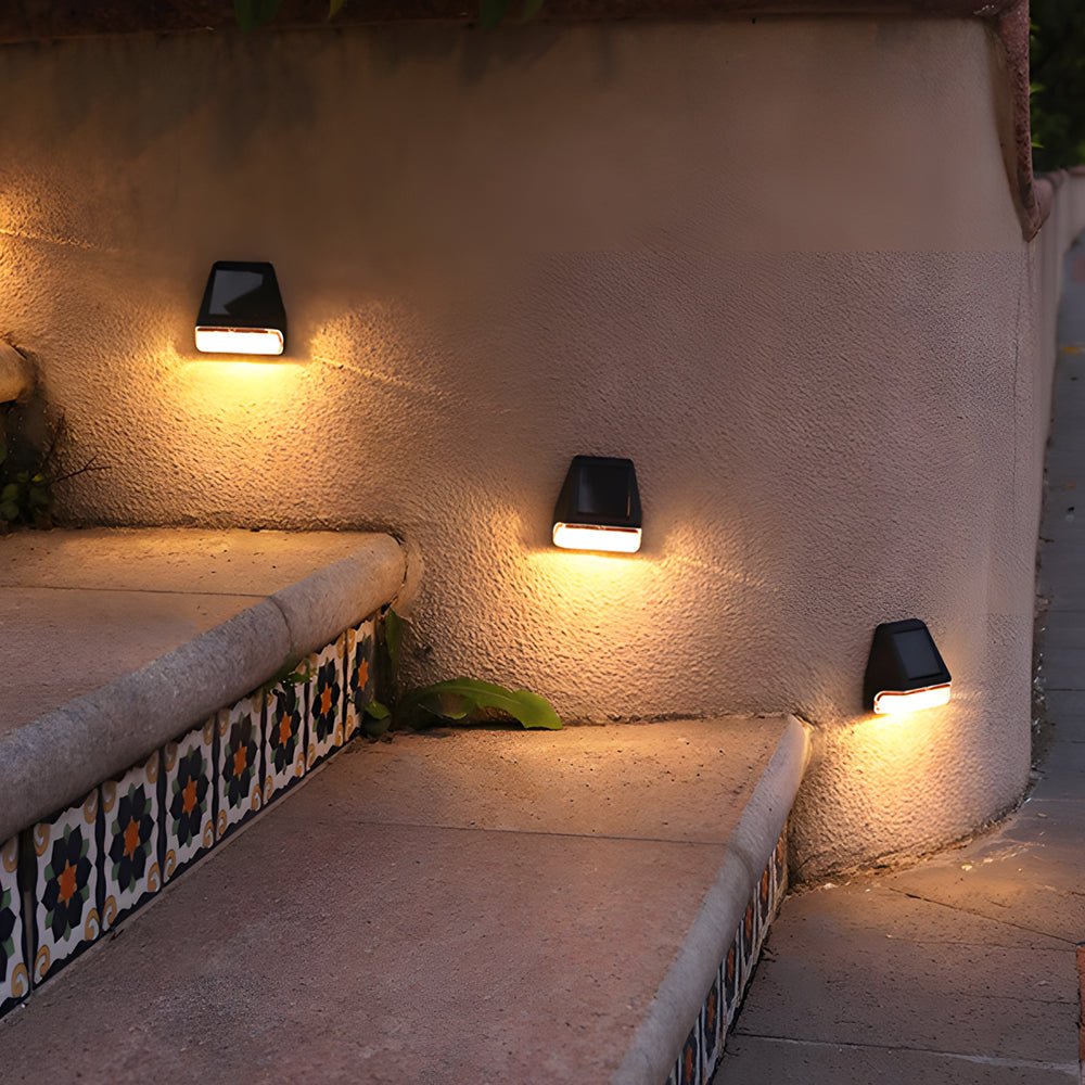 Solar LED Step Lights, Set of 4 — Black PVC, Dusk-to-Dawn Sensor, Warm White, 8–10 Hr Runtime