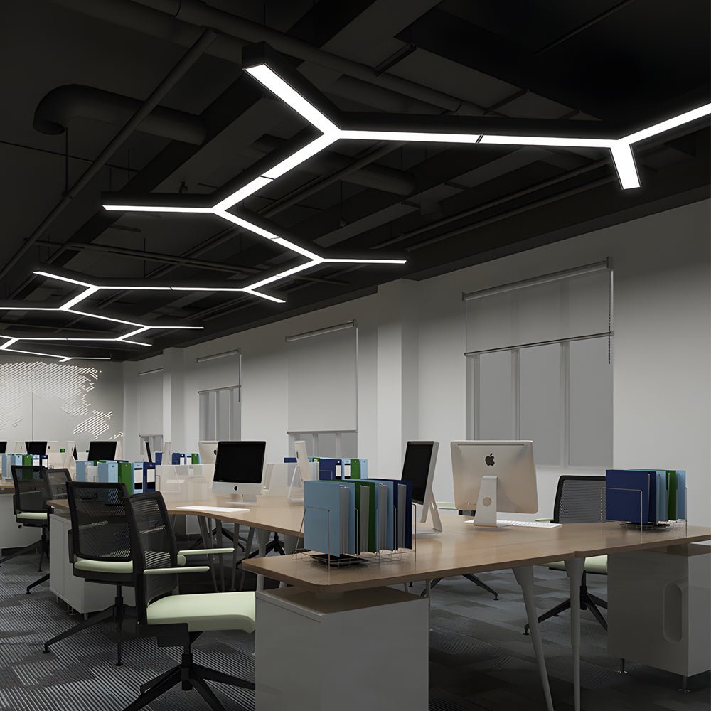 Y-Shaped Linear LED Pendant Light, Set of 4 — Iron, Modern, 18W–45W, 5000K–6500K, Adjustable Hanging Length