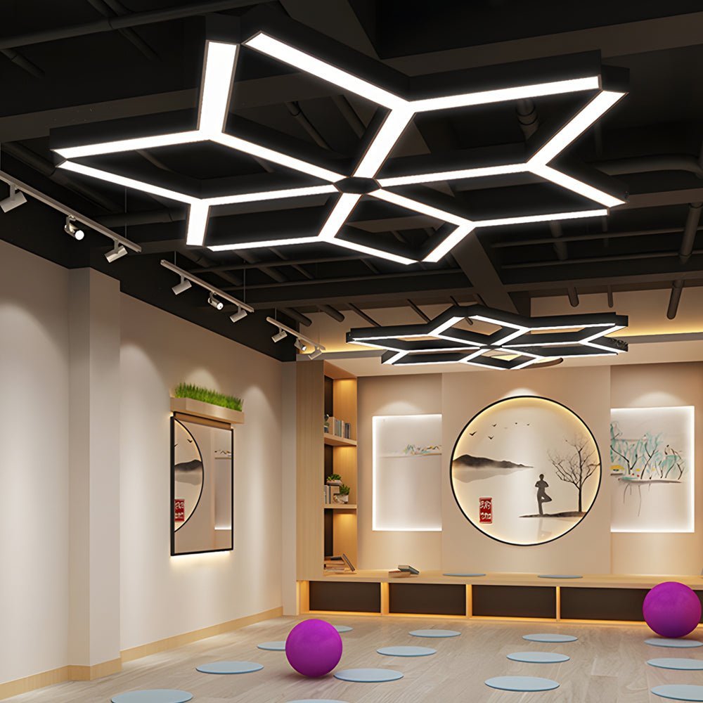 Y-Shaped Linear LED Pendant Light, Set of 4 — Iron, Modern, 18W–45W, 5000K–6500K, Adjustable Hanging Length