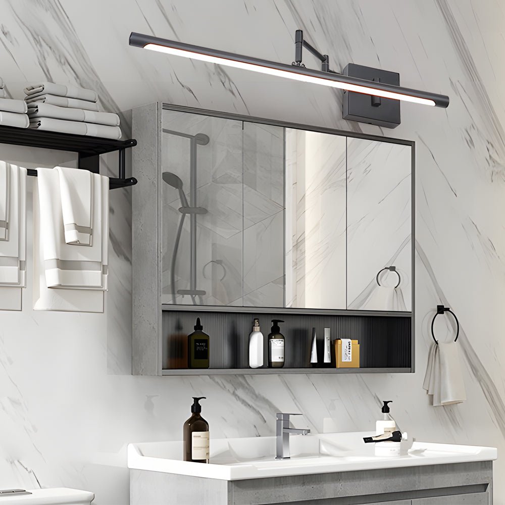 40" Swing-Arm Bathroom Vanity Light Bar — Iron and Acrylic, 20W LED, 3-Step Dimming, Matte Finish