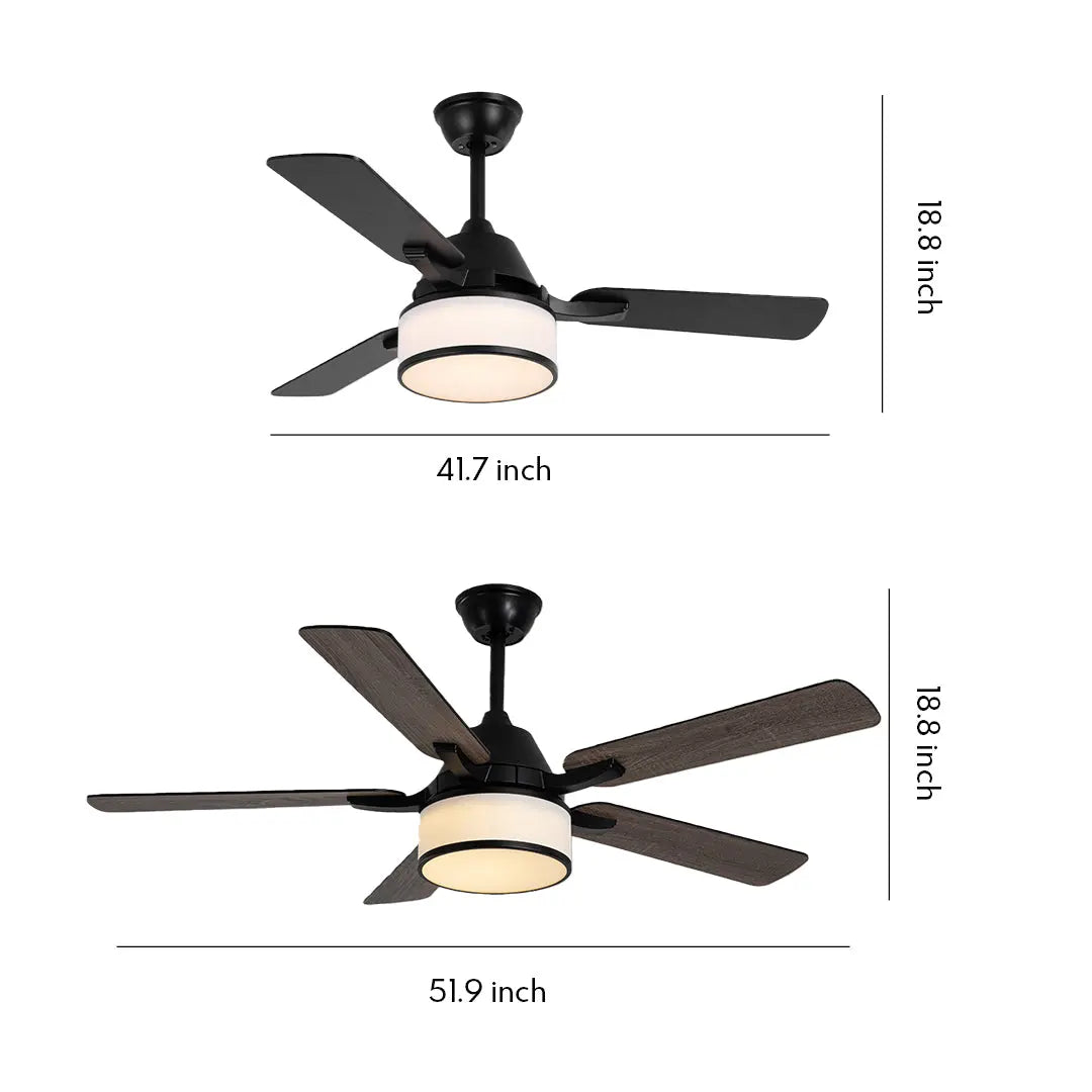 European Retro Ceiling Fan Lamp with Fabric Shade and Lights Luxe