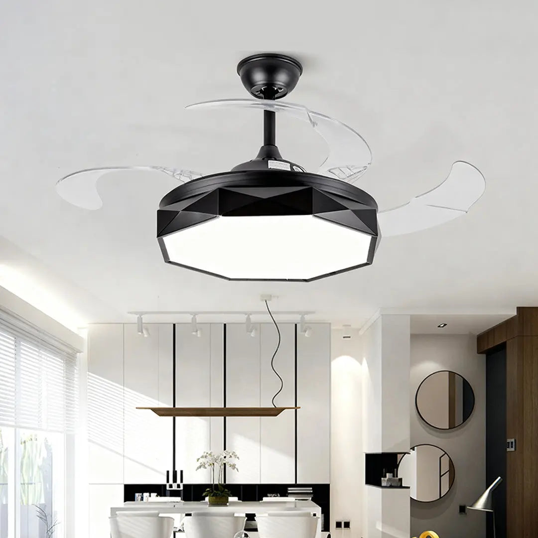 42-Inch Ceiling Fan with Light Featuring White ABS Blades and Acrylic Shade Luxe