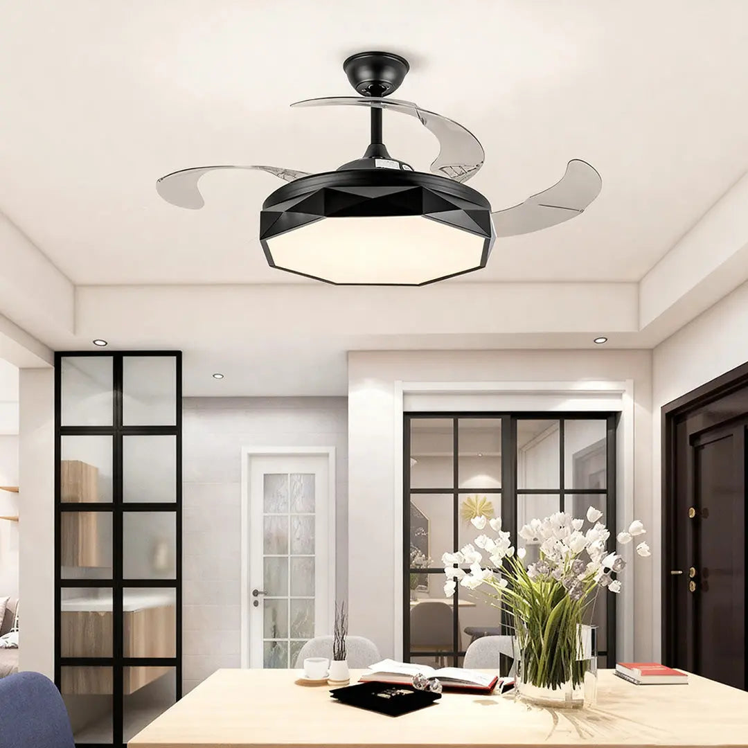 42-Inch Ceiling Fan with Light Featuring White ABS Blades and Acrylic Shade Luxe