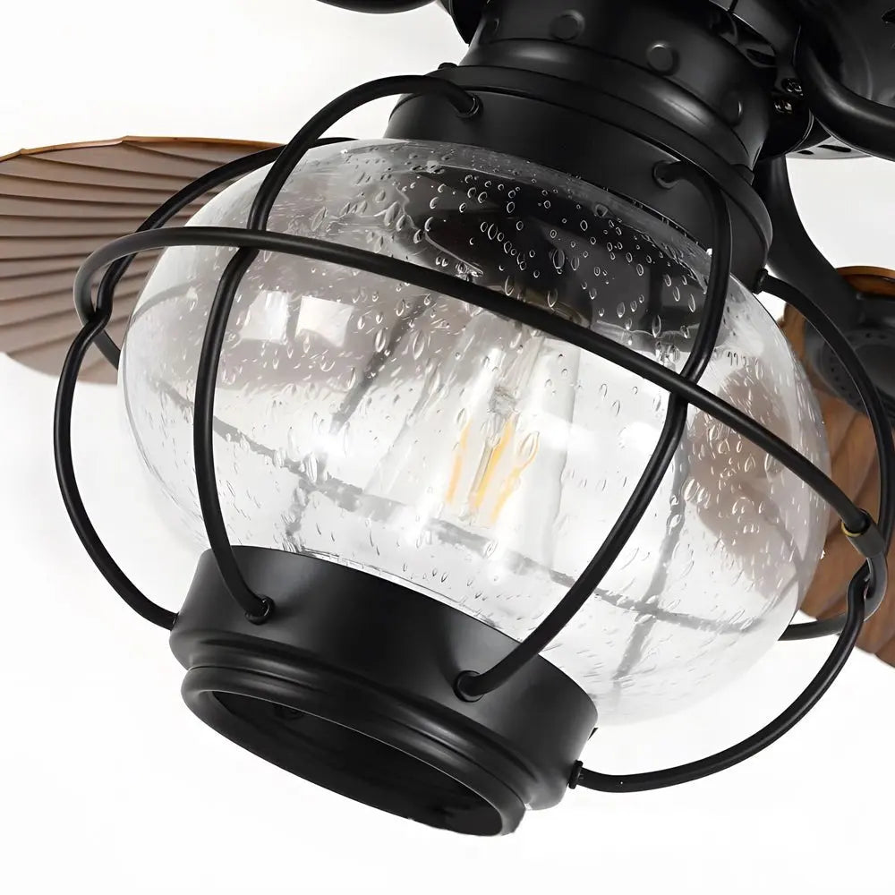 42/52-Inch LED Tropical Ceiling Fan with 5 Reversible Brown Blades and Remote Control Luxe