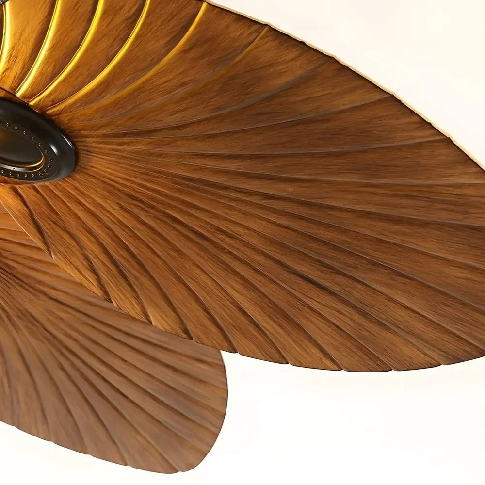 42/52-Inch LED Tropical Ceiling Fan with 5 Reversible Brown Blades and Remote Control Luxe