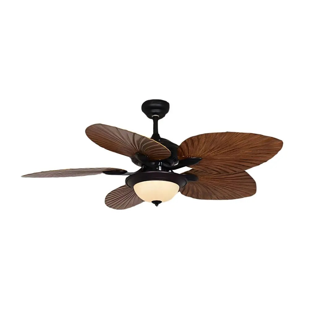 42/52-Inch LED Tropical Ceiling Fan with 5 Reversible Brown Blades and Remote Control Luxe