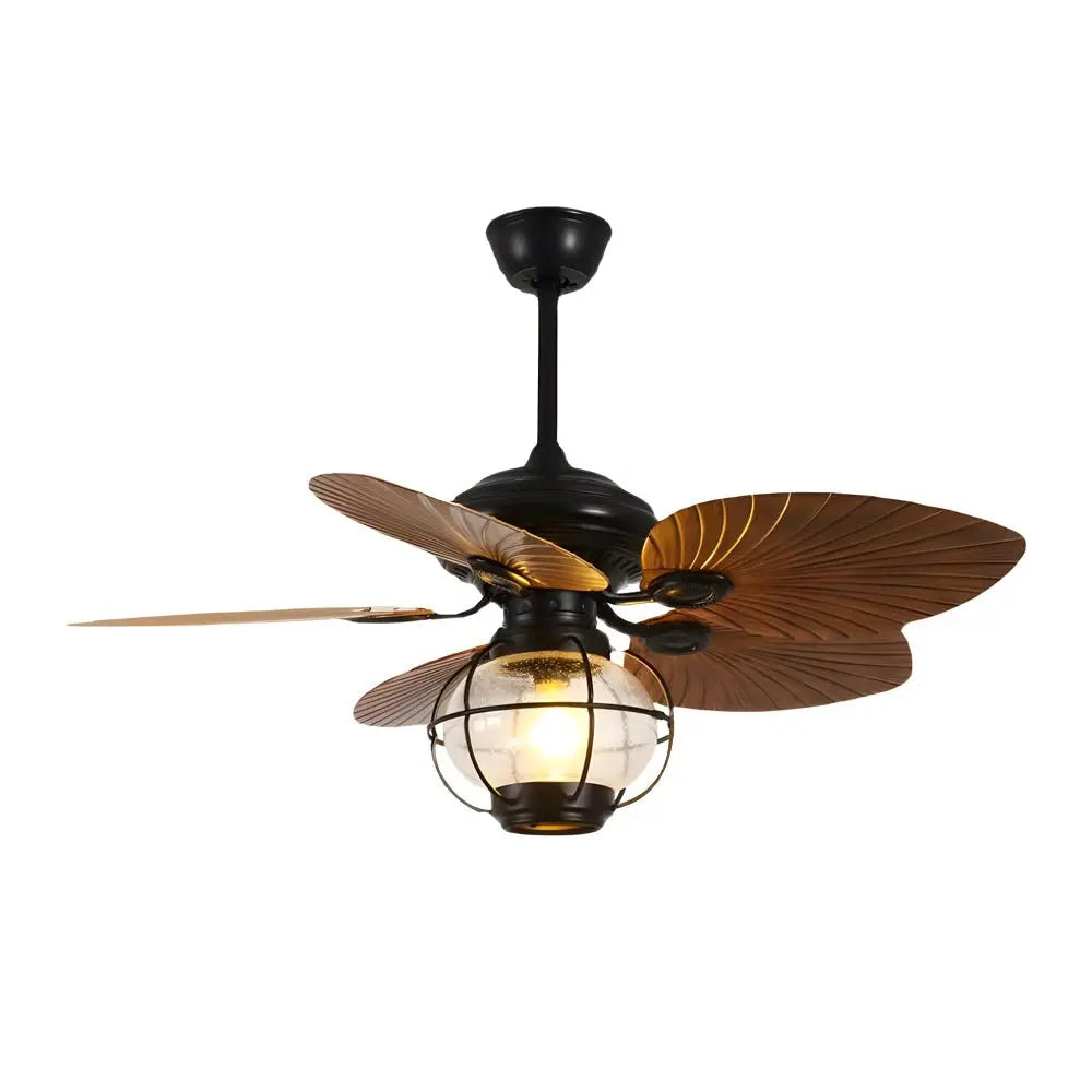 42/52-Inch LED Tropical Ceiling Fan with 5 Reversible Brown Blades and Remote Control Luxe