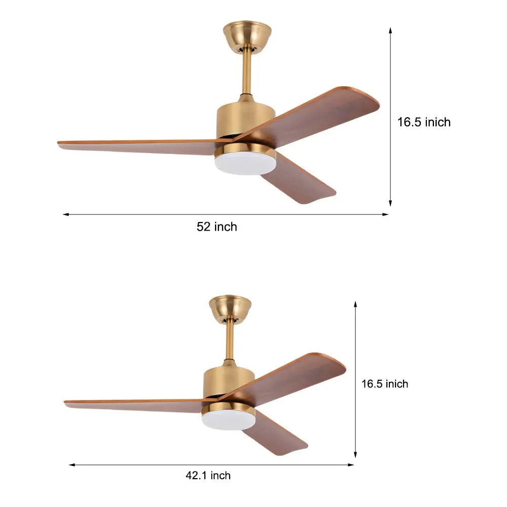 42"/52" LED Wood Ceiling Fan with 3 Blades and Remote Control Luxe