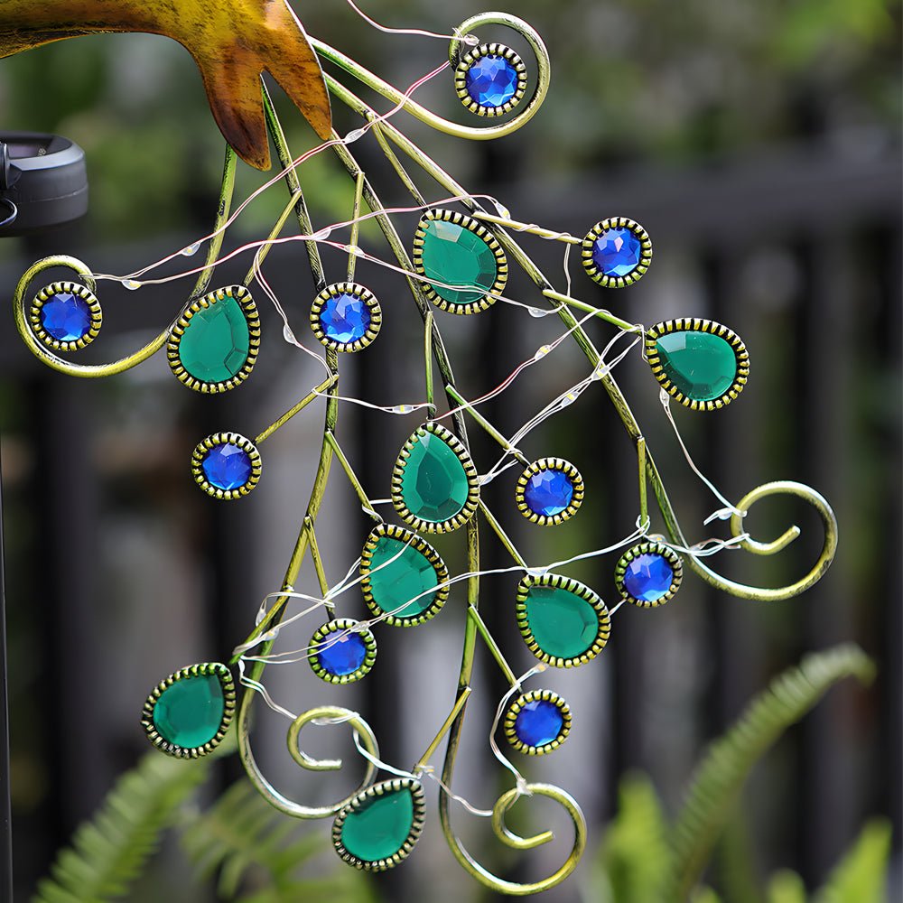43 7 in peacock solar powered garden stake 2 pack