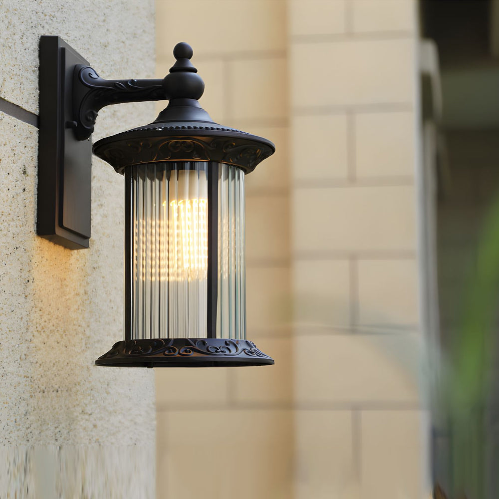 Vintage Outdoor Wall Sconce — Die-Cast Aluminum, Frosted Glass, E27, IP55 Weatherproof, Coffee Gold