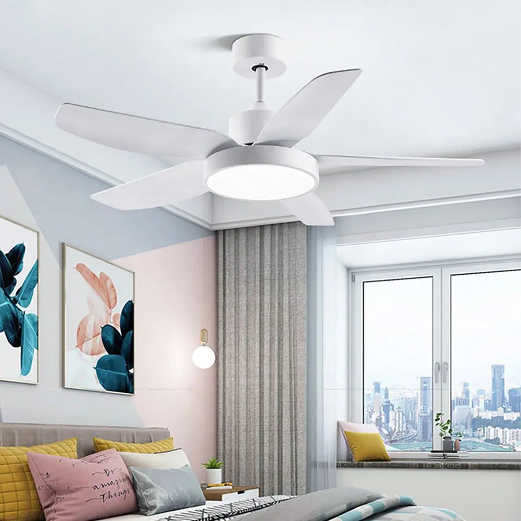 46-Inch LED Ceiling Fan with 6-Speed Settings, Remote Control, and 5 Quiet Reversible Blades Luxe