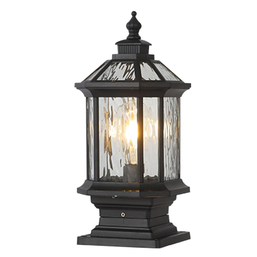 Vintage Lantern Pillar Light — Aluminum, Solar or Hardwired, IP54, 3-Step Dimming, Black or Bronze