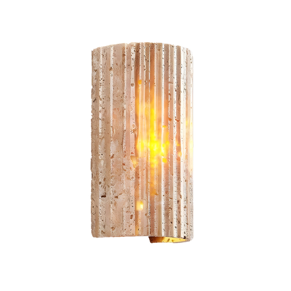 Minimalist Rectangular Up/Down Wall Sconce — Yellow Travertine, 9W LED, 3000K Warm White, Hardwired