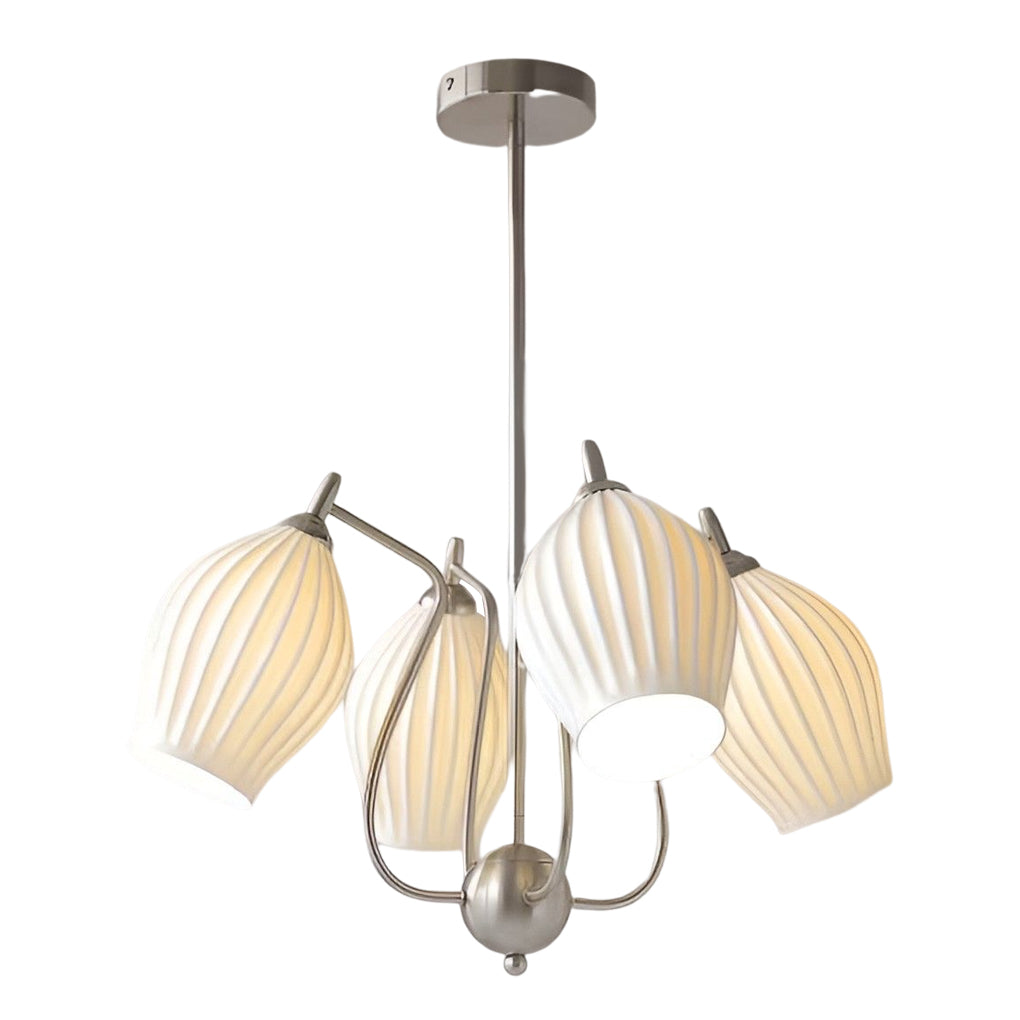 Flower-Shaped Ceramic Modern Chandelier — Iron, E14 12W, 3000K Warm White, 4-Light / 6-Light / 8-Light