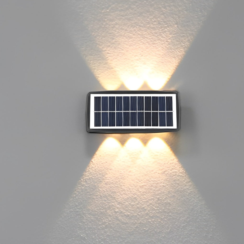 Modern Rectangular Up/Down Outdoor Wall Sconce — Black ABS, LED, IP65 Weatherproof, 4-Light or 6-Light
