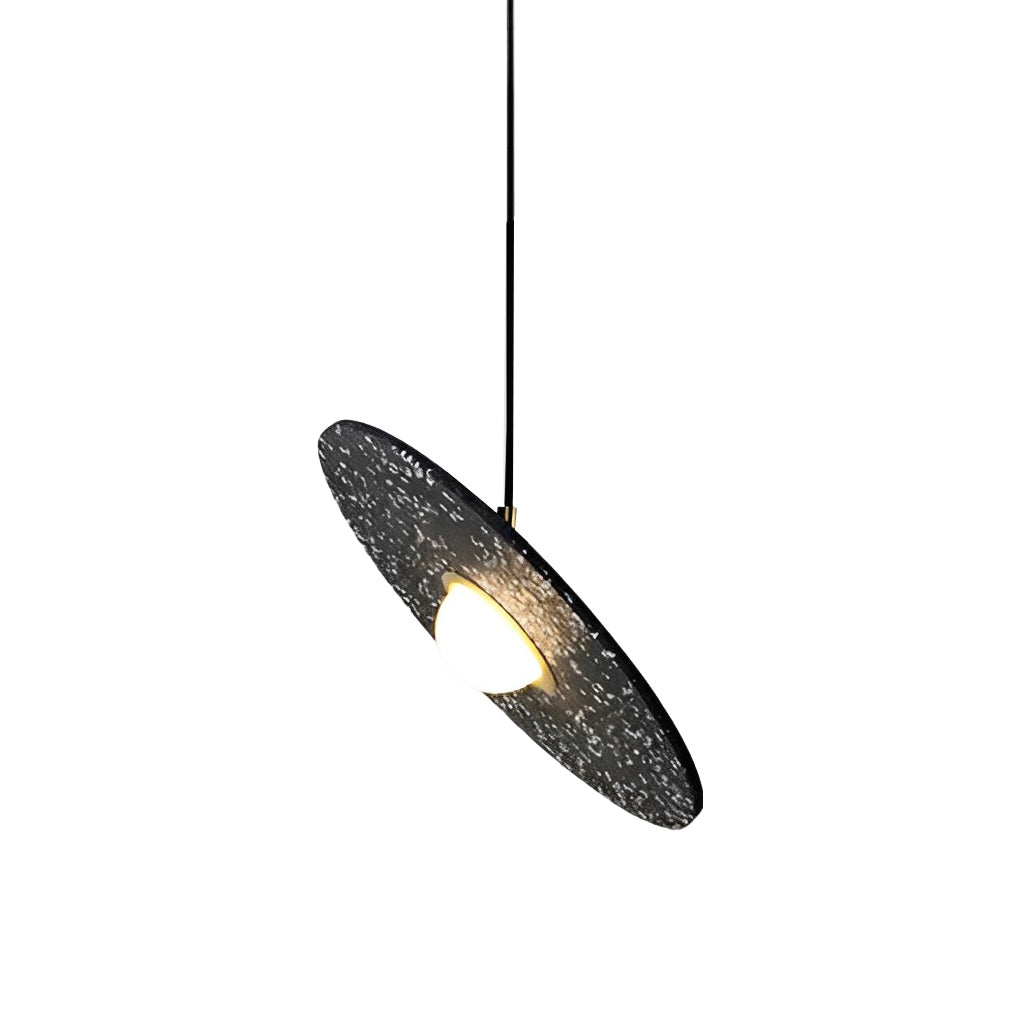 Terrazzo Planet Pendant Light — Concrete & Tempered Glass, G4 LED, 15.7" Diameter, Adjustable Angle