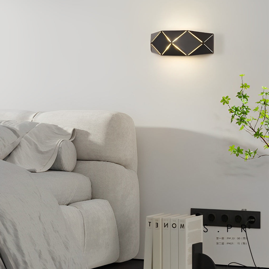 Geometric Diffused-Light Wall Sconce — Black & White Iron and Acrylic, Minimalist
