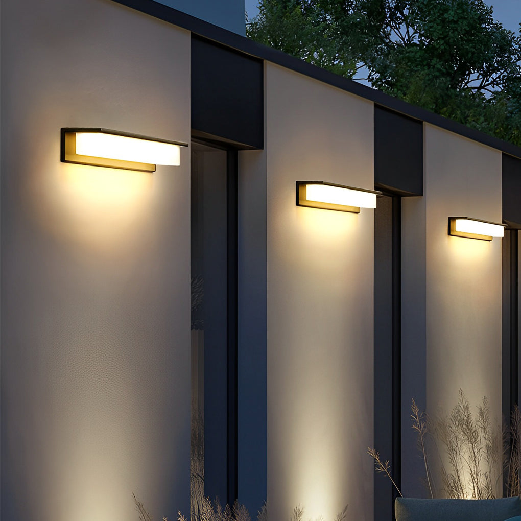 Modern Minimalist Rectangular Solar Wall Sconce — Aluminum, LED, IP54 Weatherproof, Warm White 3000K