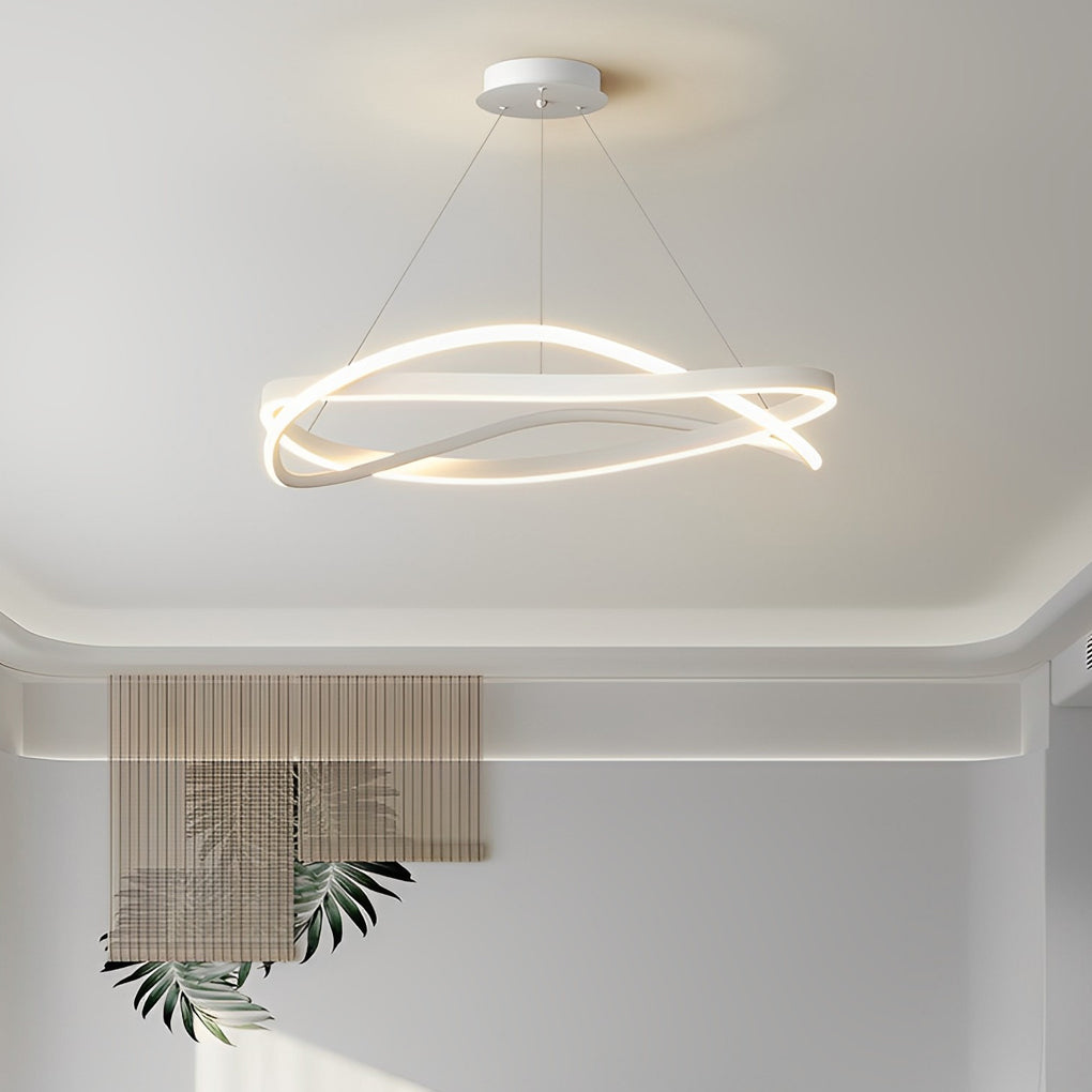 Circular Wave Ring Chandelier — Iron, Three-Step Dimming (3000K/4500K/6000K), 60W–96W, 22" or 31"