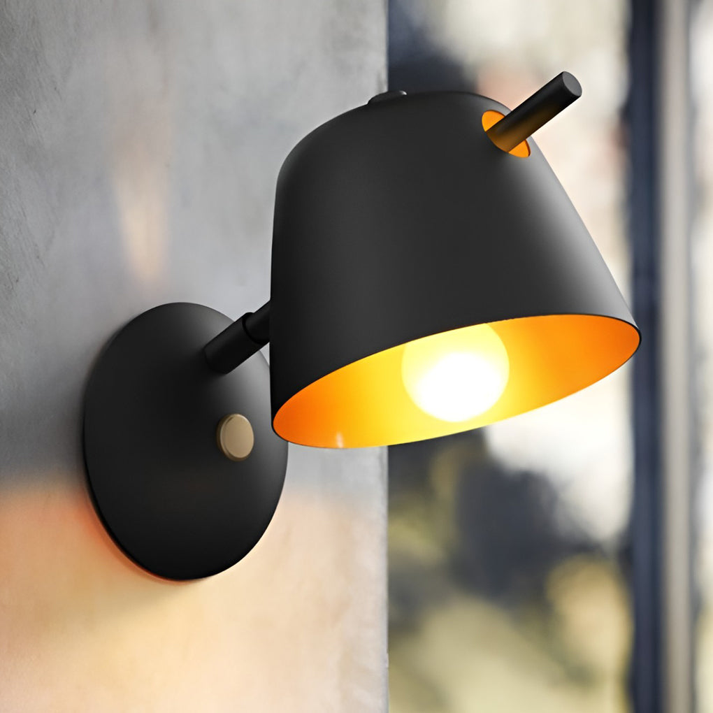 Hat-Style Minimalist Wall Sconce — Matte Iron, E27, 3000K, White / Black / Blue