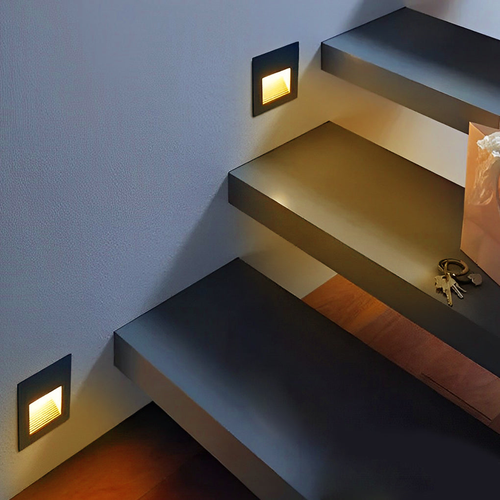 Modern Recessed LED Step Light — Aluminum, 3W, IP65 Weatherproof, Warm/Cool/Yellow
