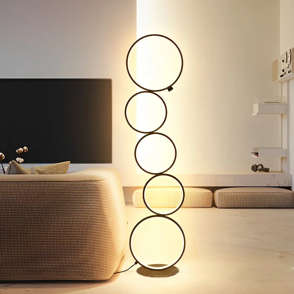 Contemporary 5-Circle LED Floor Lamp with Artistic Design Luxe