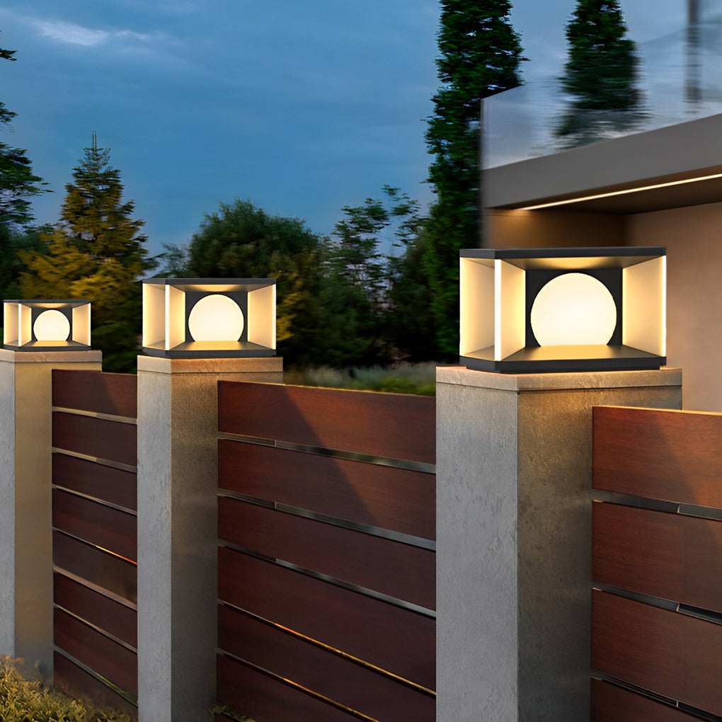Modern Square Solar Post Cap Light — Stainless Steel, LED, IP65 Weatherproof, 3000K Warm White