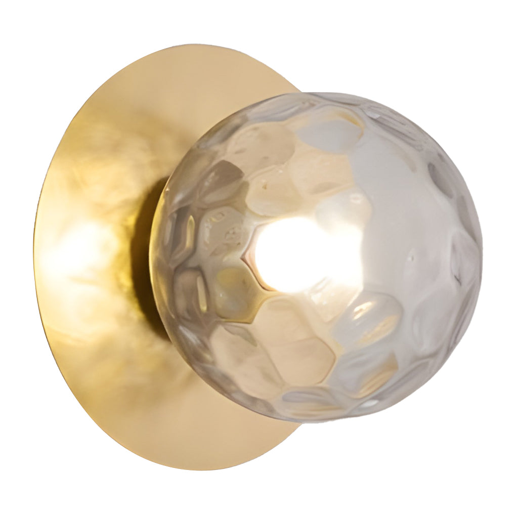 Modern Round Glass Ball Wall Sconce — Iron, 12W LED, 8" Diameter, Black or Gold