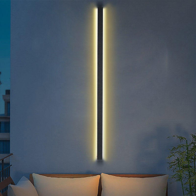 Linear Outdoor Wall Sconce — Black Iron, LED, IP65 Weatherproof, 20W–40W, 3200K Warm White, 40"–80"