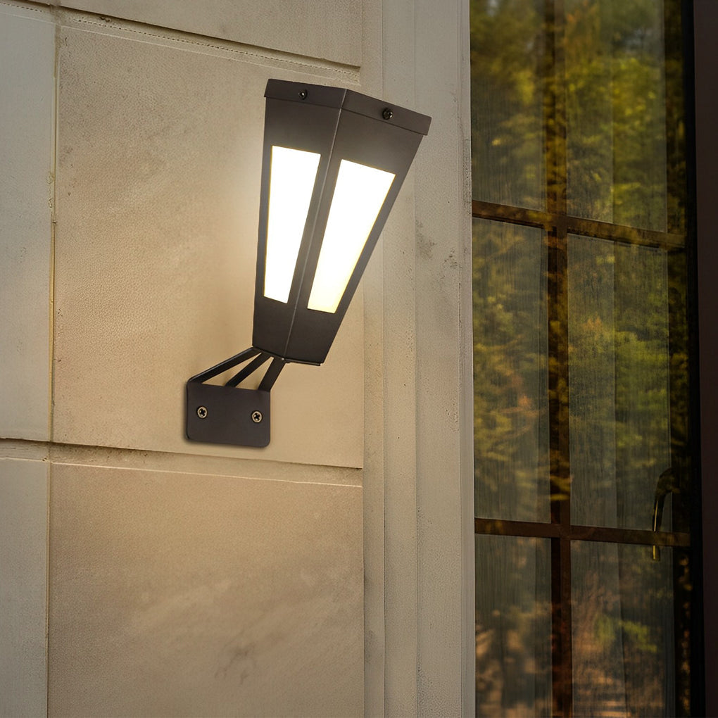 Modern Solar Outdoor Wall Sconce — Black Galvanized Steel, LED Warm White, IP65, 8–10 Hr Battery