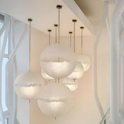 Moon-Shaped Pendant Chandelier — Iron & Resin, White LED, E27, Modern Minimalist, 12"–24" Available