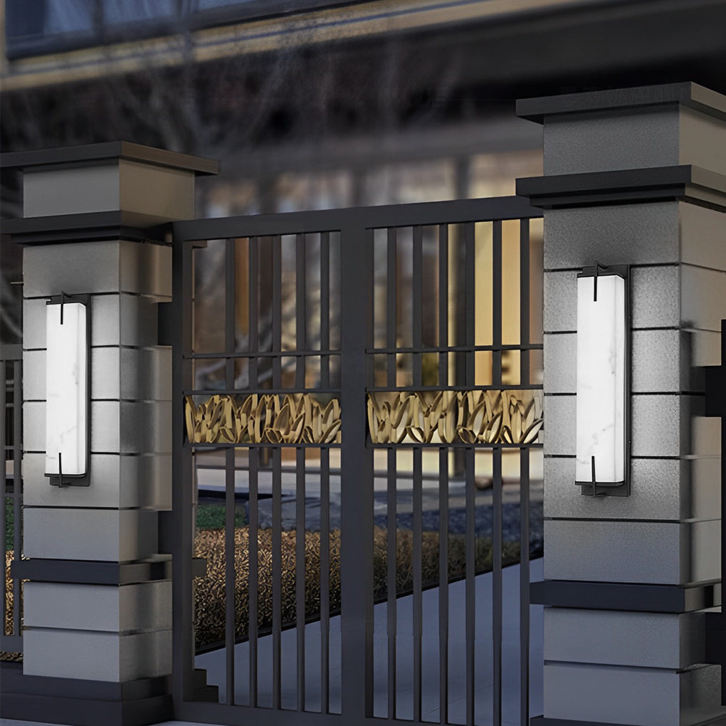 Modern Rectangular Outdoor Wall Sconce — Resin & Stainless Steel, Black, LED, 3000K/4500K/6000K, IP Weatherproof