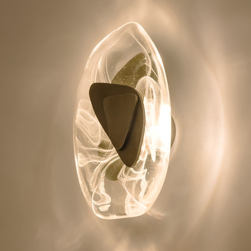 Modern Glass Wall Sconce — Wrought Iron, Three-Step Dimming, LED, Gold or Black