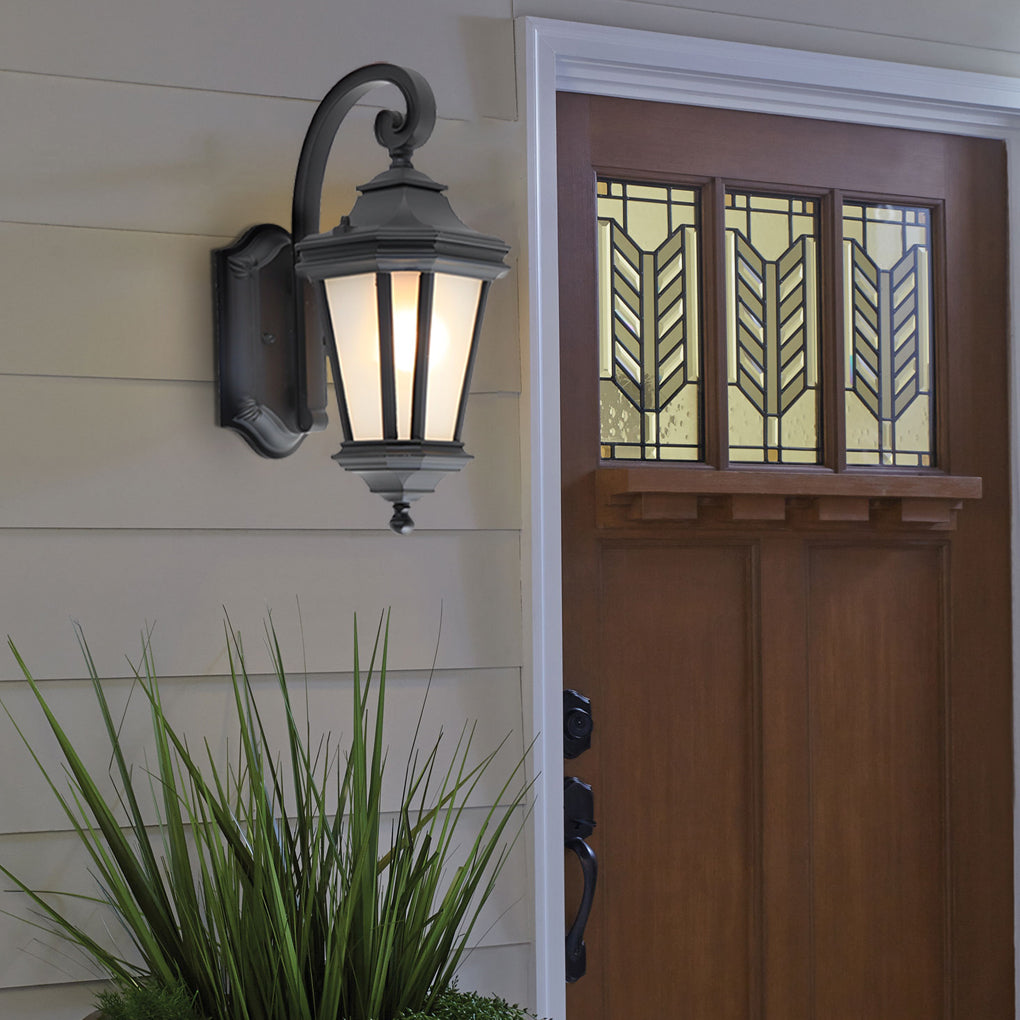 Minimalist Frosted Glass Outdoor Wall Sconce — Aluminum, E27, Waterproof, Two Sizes