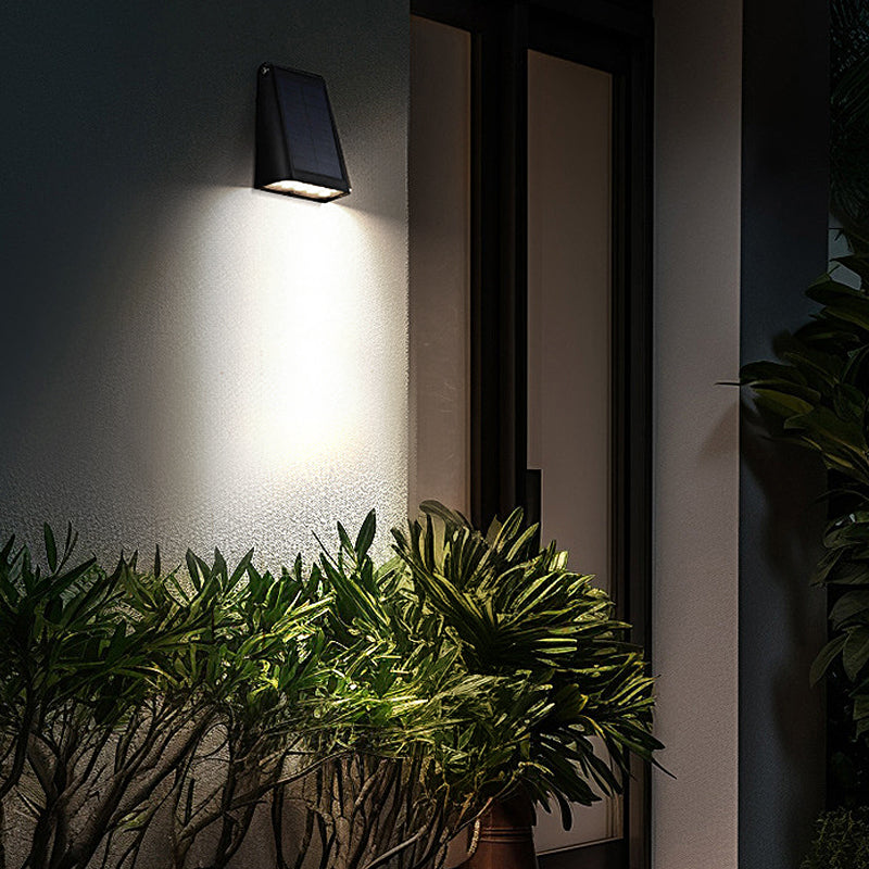Modern Adjustable Solar Wall Sconce — Black ABS, LED, 90° Adjustable, Dual-Brightness, IP65 Weatherproof