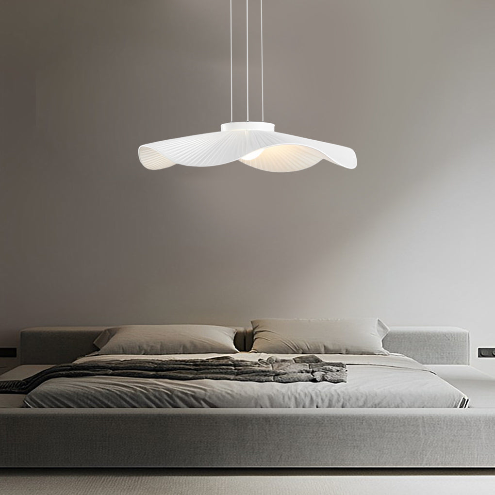 Pleated Fabric Floral Pendant — Modern Art Deco, E27, Three-Step Dimming (3000K/4500K/6000K)