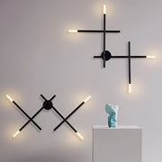 Cross Linear Wall Sconce — Iron and Acrylic, LED, Black or Copper, 26"–39"