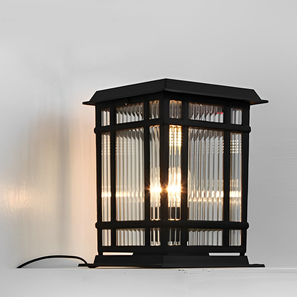 Modern Retro Solar Fence Post Light — Matte Black Aluminum and Glass, LED, Waterproof