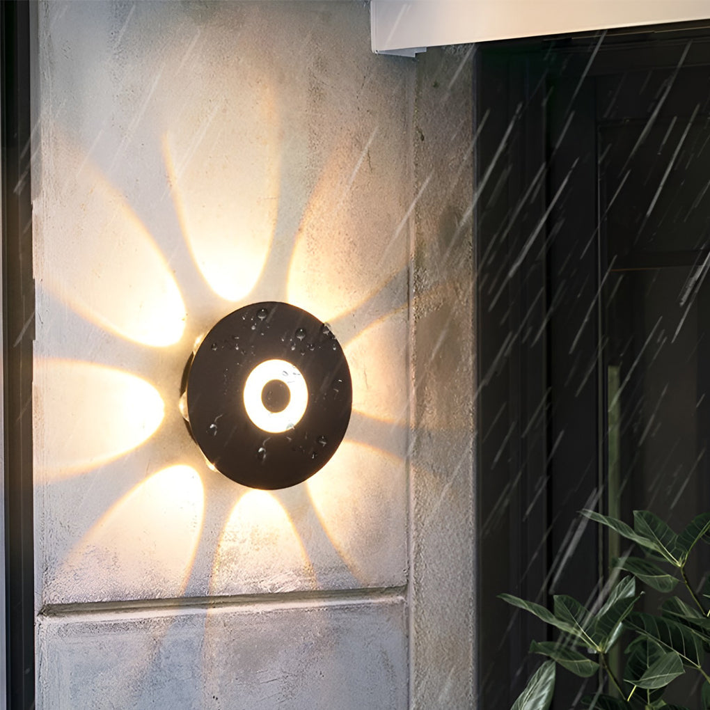 Modern Round Waterproof Black LED Wall Washer Sconce Light